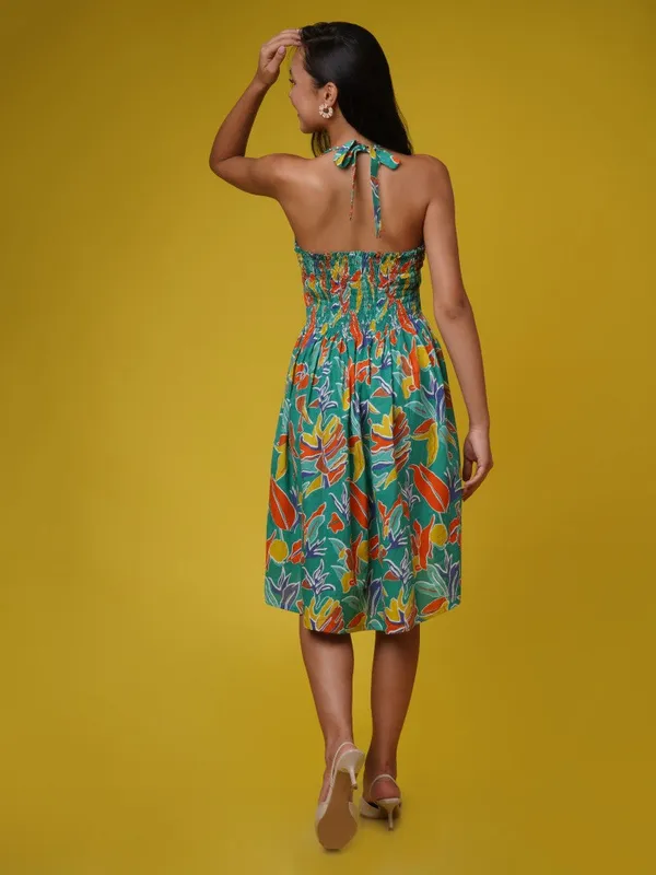 Green_Tropical_Halter_Neck_Dress