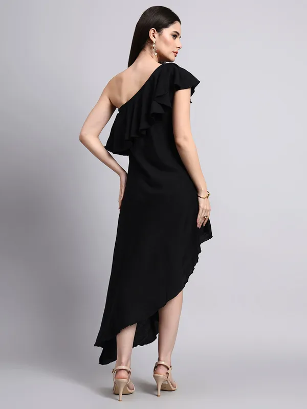 Black_One_Shoulder_Ruffled_Asymmetric_Dress