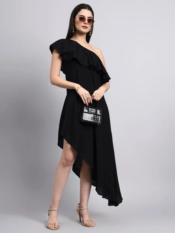 Black_One_Shoulder_Ruffled_Asymmetric_Dress