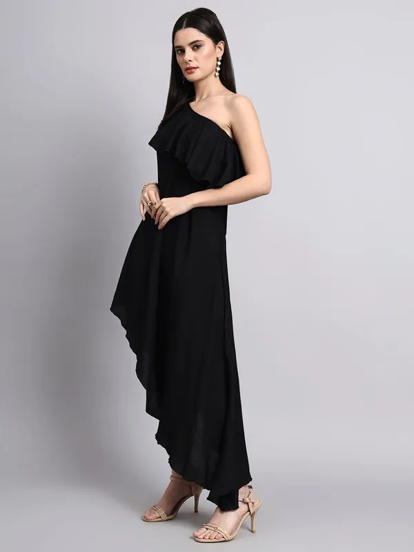 Black_One_Shoulder_Ruffled_Asymmetric_Dress