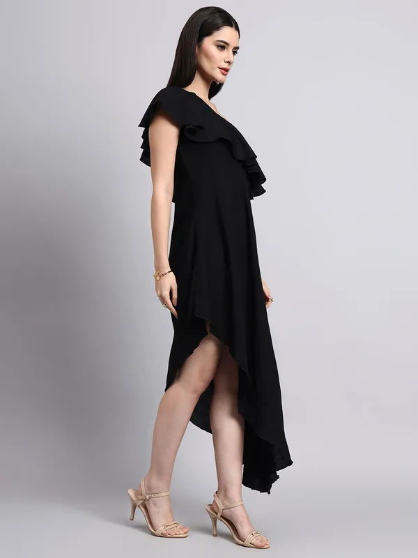 Black_One_Shoulder_Ruffled_Asymmetric_Dress