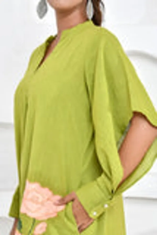 Lime_Green_Floral_Embroidery_Shirt_Dress