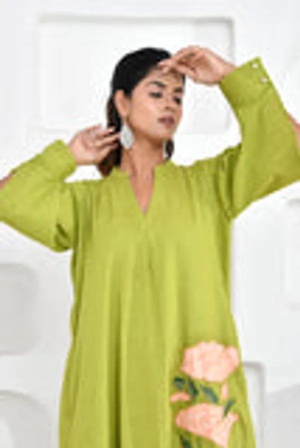 Lime_Green_Floral_Embroidery_Shirt_Dress
