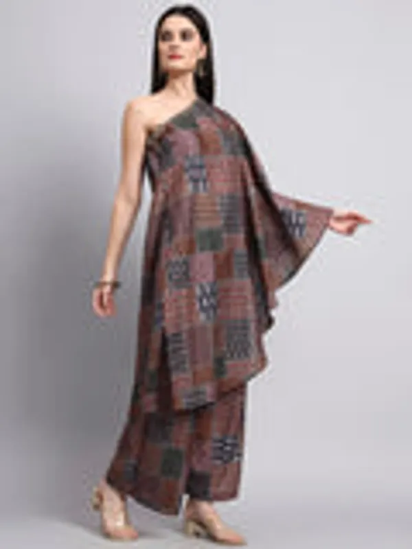 Ranaa_Brown_Ajrakh_Print_One_Shoulder_Set