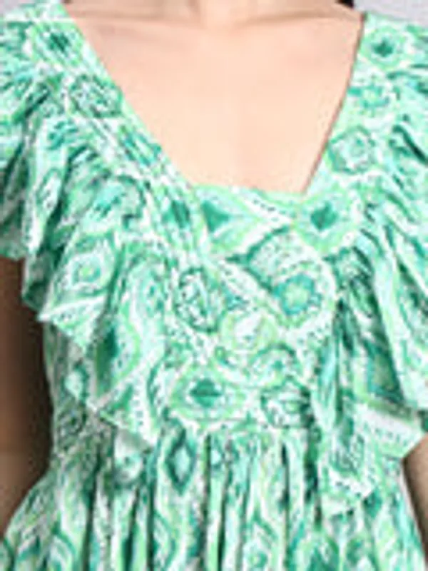 Green_Ruffled_Fit_And_Flare_Dress
