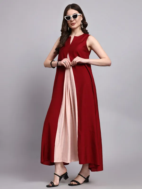 Zara_Wine_Contrast_Flow_Dress