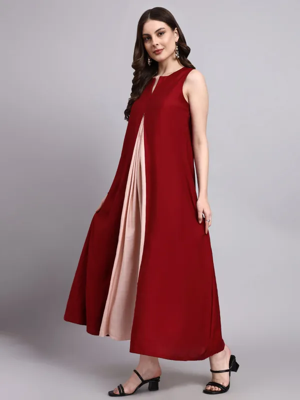 Zara_Wine_Contrast_Flow_Dress