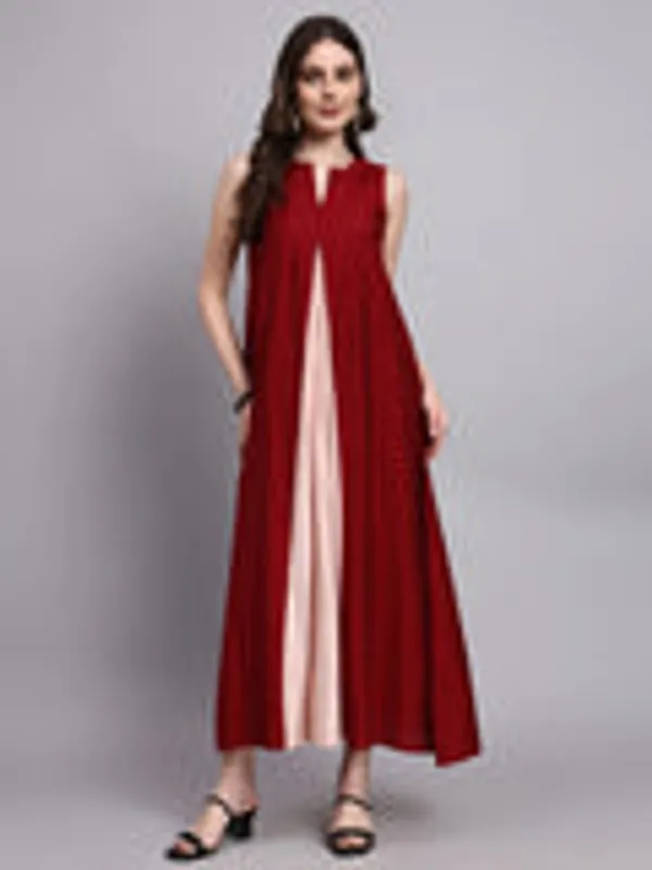 Zara_Wine_Contrast_Flow_Dress