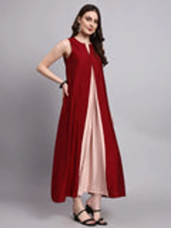 Zara_Wine_Contrast_Flow_Dress