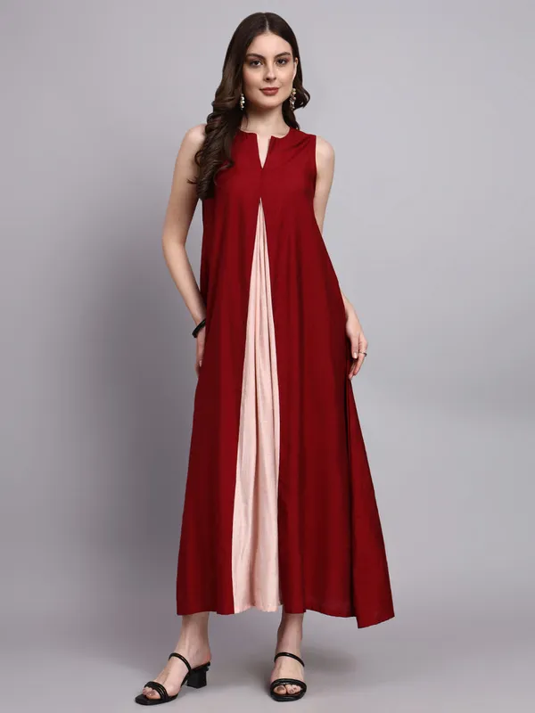 Zara_Wine_Contrast_Flow_Dress