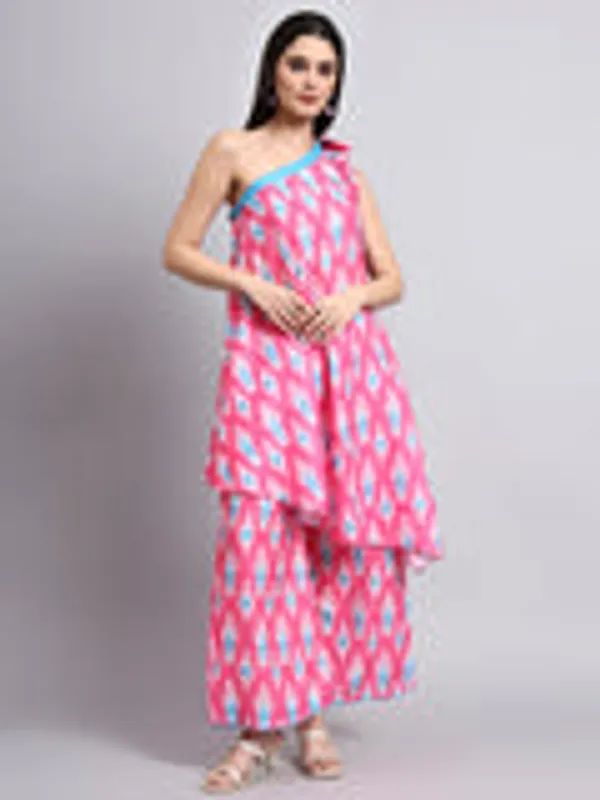 Aafreen_Fuchsia_Ikat_One_Shoulder_Coord_Set