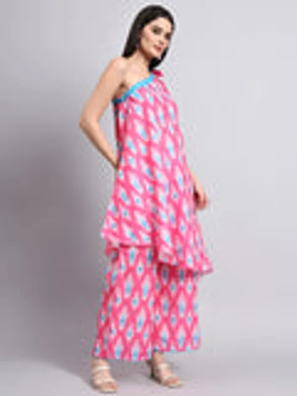 Aafreen_Fuchsia_Ikat_One_Shoulder_Coord_Set