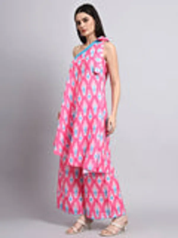 Aafreen_Fuchsia_Ikat_One_Shoulder_Coord_Set