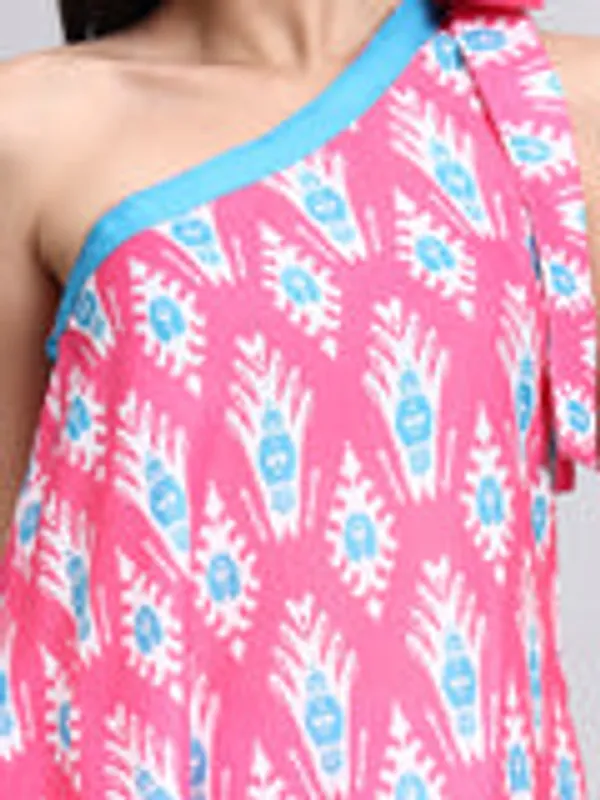Aafreen_Fuchsia_Ikat_One_Shoulder_Coord_Set