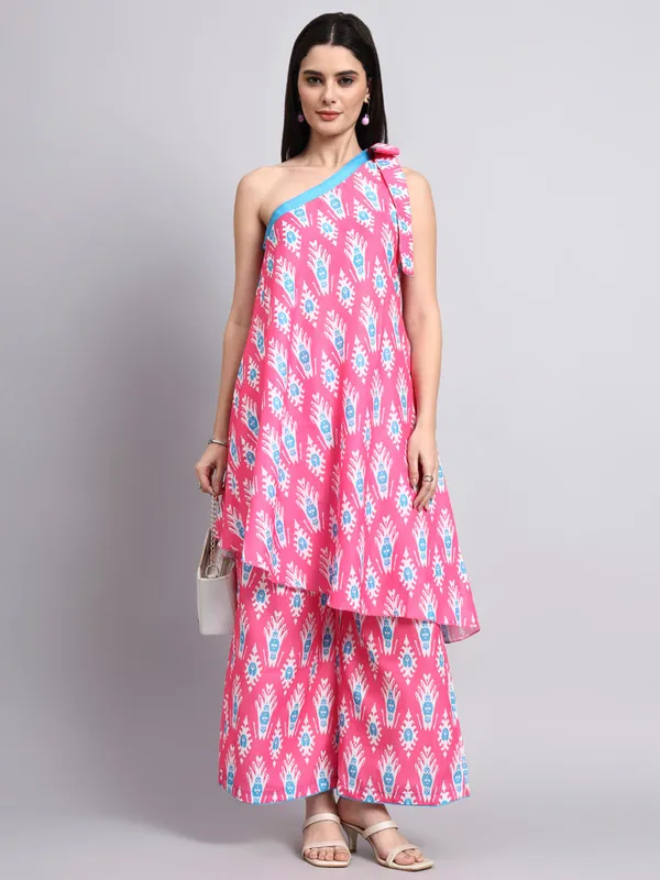 Aafreen_Fuchsia_Ikat_One_Shoulder_Coord_Set