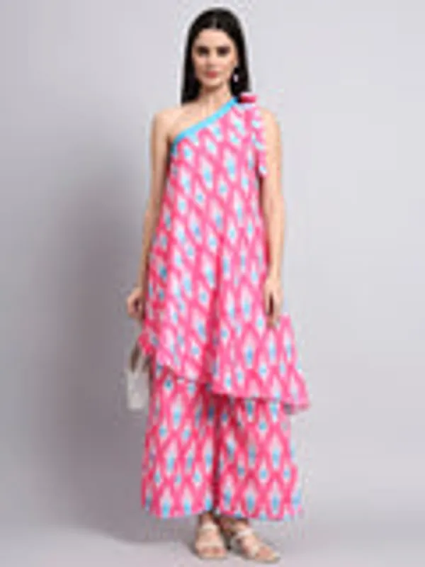 Aafreen_Fuchsia_Ikat_One_Shoulder_Coord_Set