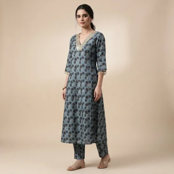 Blue_Floral_Printed_Anarkali_Kurta_Set