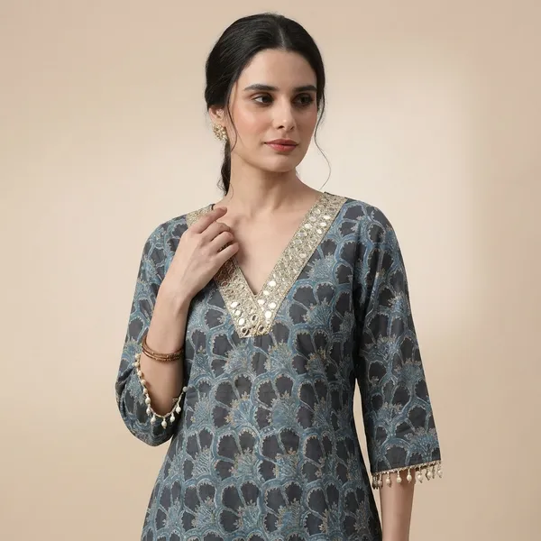 Blue_Floral_Printed_Anarkali_Kurta_Set