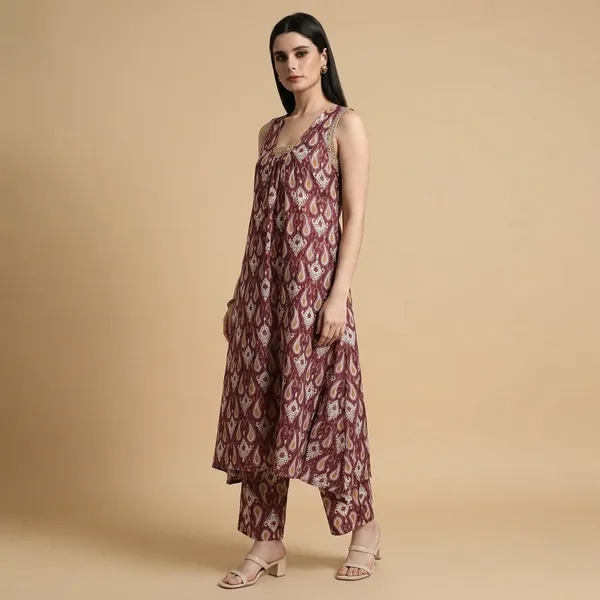 Aamira_Red_Ikat_Sleeveless_Co_Ord_Set
