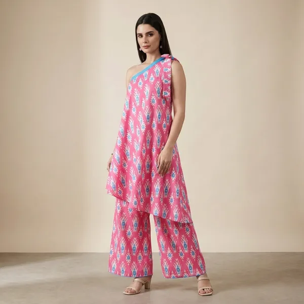 Aafreen_Fuchsia_Ikat_One_Shoulder_Coord_Set