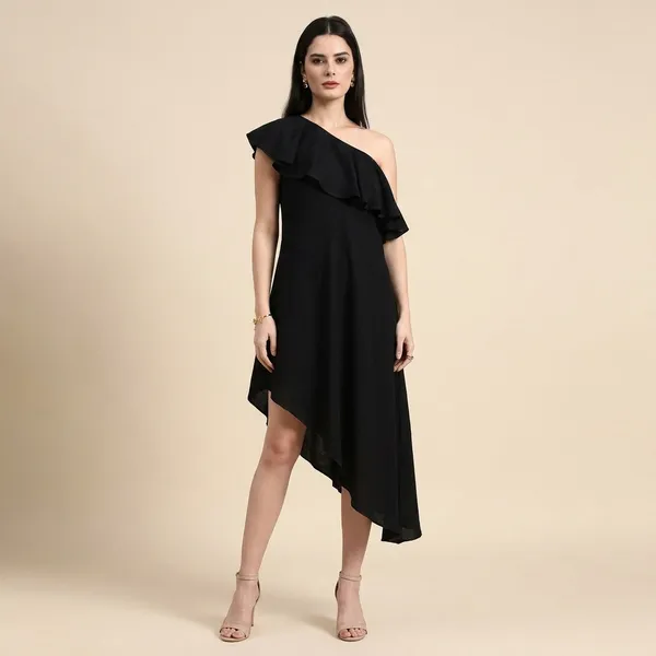 Black_One_Shoulder_Ruffled_Asymmetric_Dress