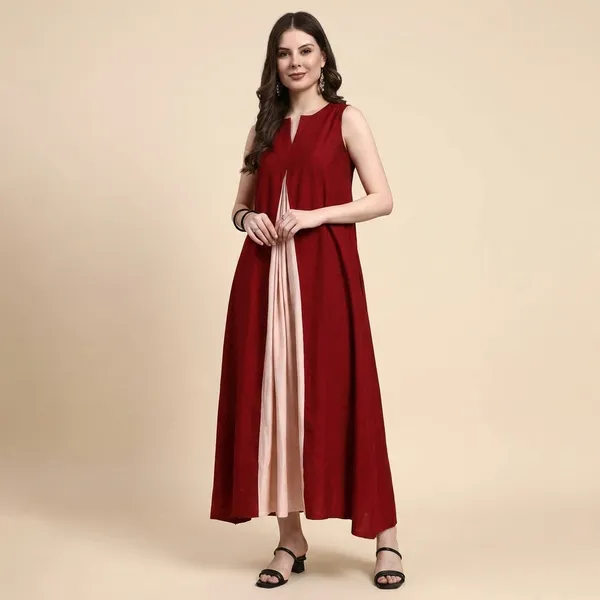 Zara_Wine_Contrast_Flow_Dress