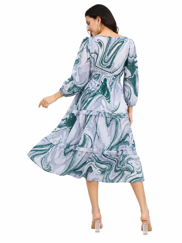 Kyna_Sage_Marble_Print_Tiered_Midi_Dress
