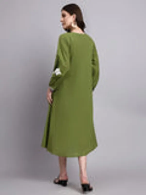 Avni_Olive_Embroidered_Dress