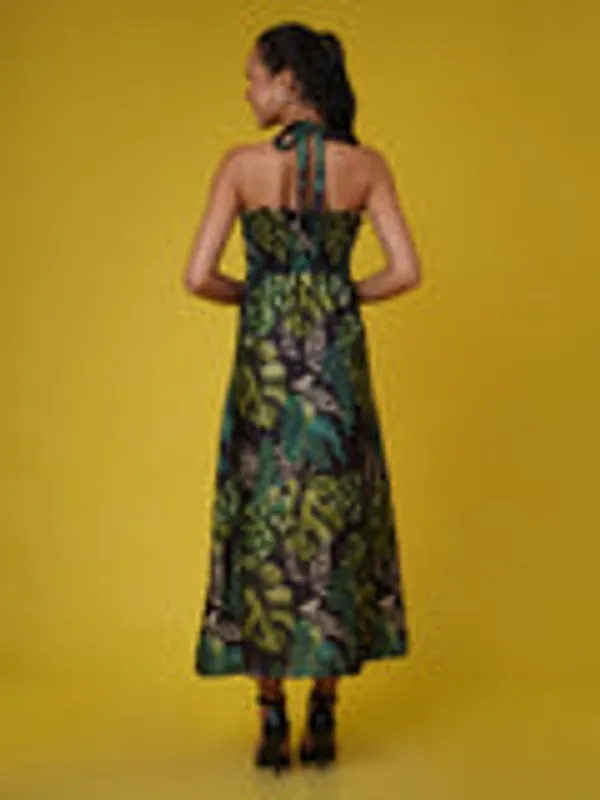 Black_Green_Muslin_Tropical_Halter_Dress