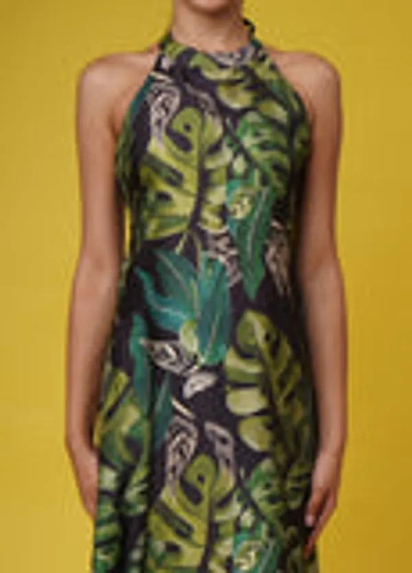 Black_Green_Muslin_Tropical_Halter_Dress
