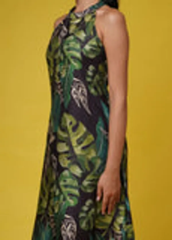 Black_Green_Muslin_Tropical_Halter_Dress