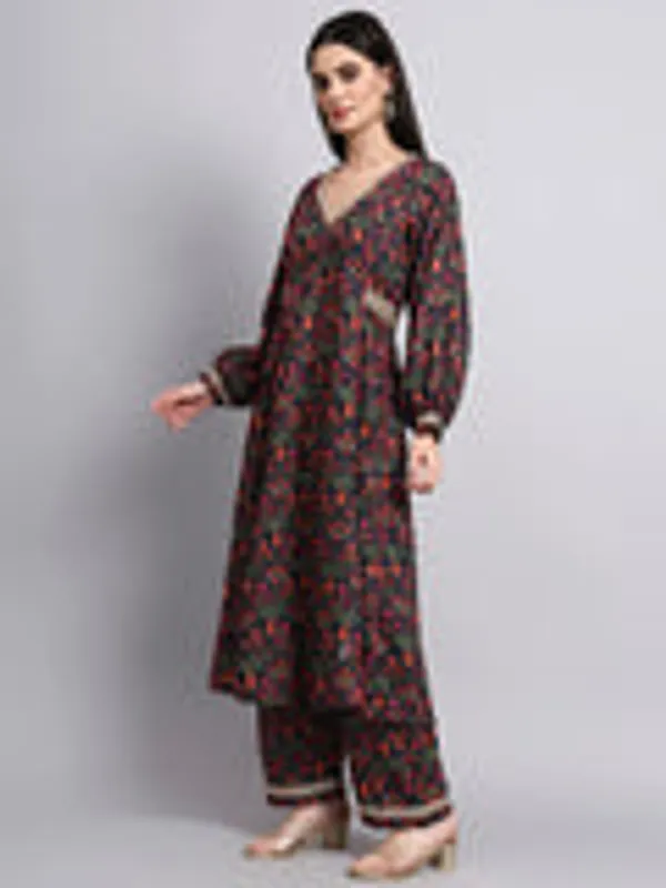 Mahveen_Black_Mughal_Print_Anarkali_Set