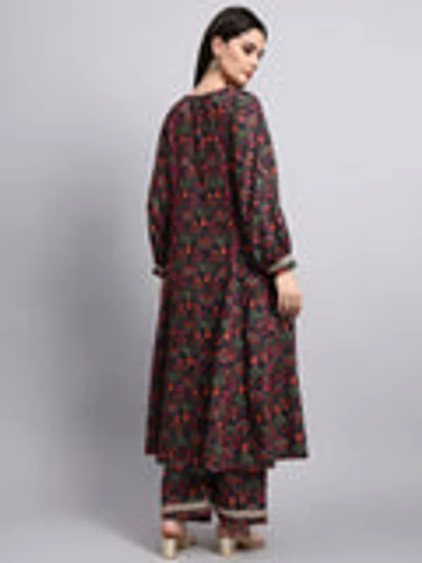 Mahveen_Black_Mughal_Print_Anarkali_Set