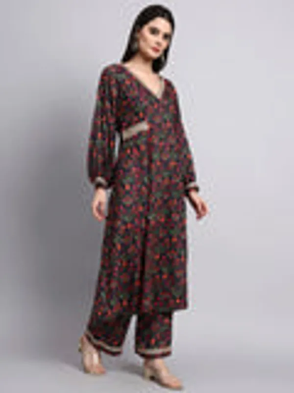 Mahveen_Black_Mughal_Print_Anarkali_Set
