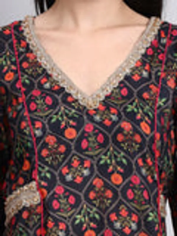 Mahveen_Black_Mughal_Print_Anarkali_Set