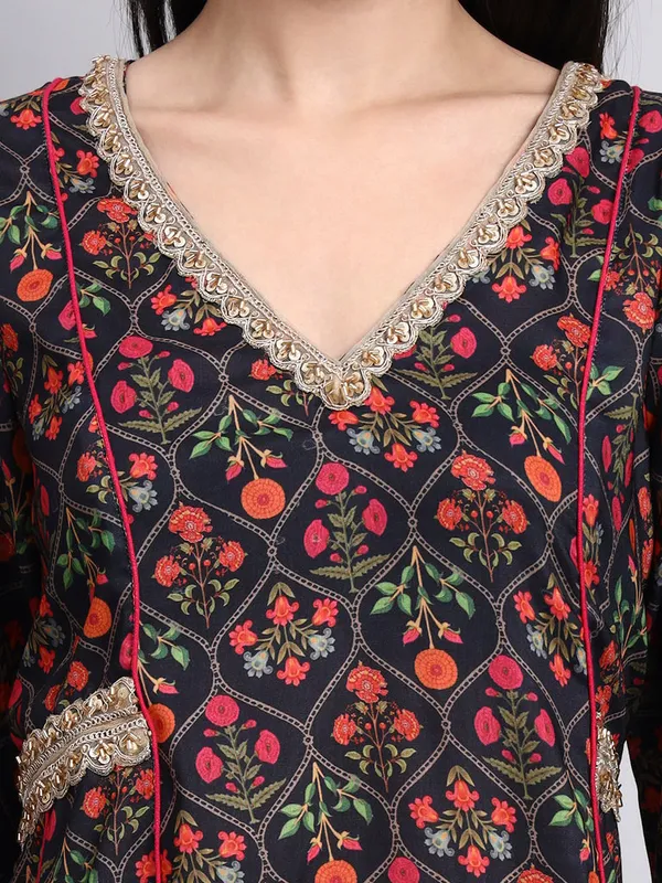 Mahveen_Black_Mughal_Print_Anarkali_Set