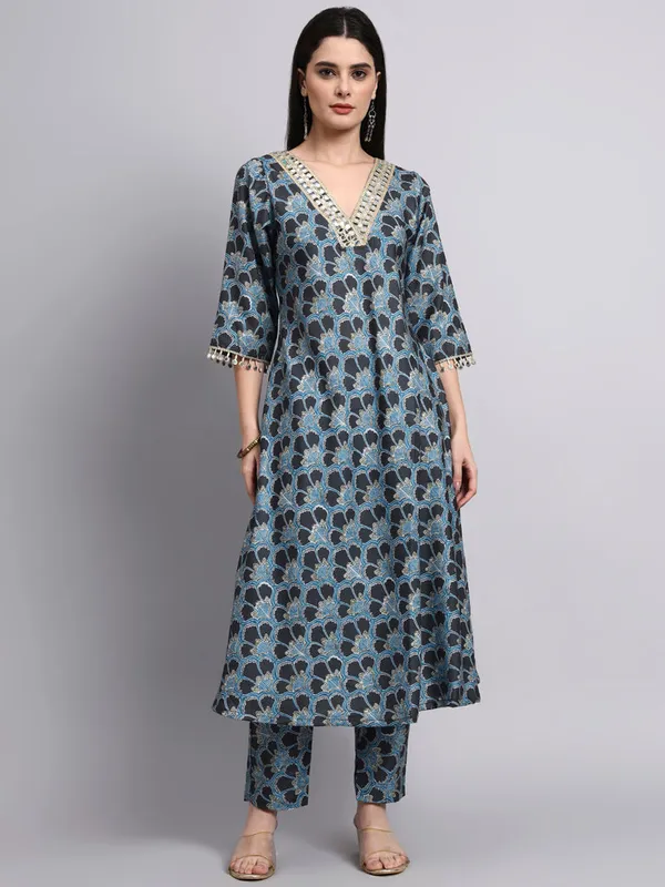 Blue_Floral_Printed_Anarkali_Kurta_Set