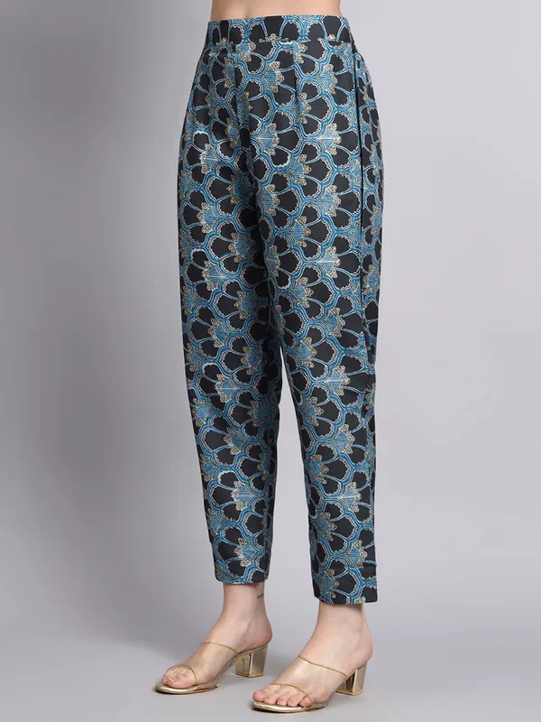 Blue_Floral_Printed_Anarkali_Kurta_Set