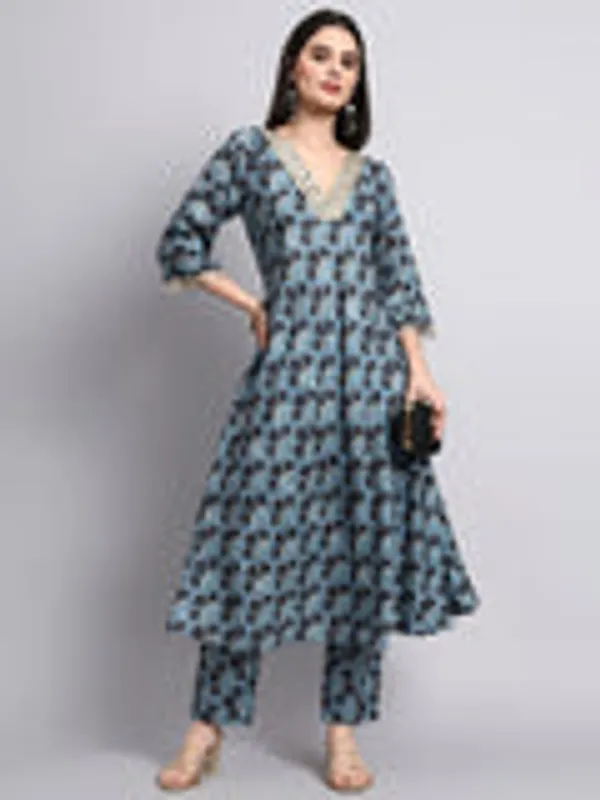 Blue_Floral_Printed_Anarkali_Kurta_Set