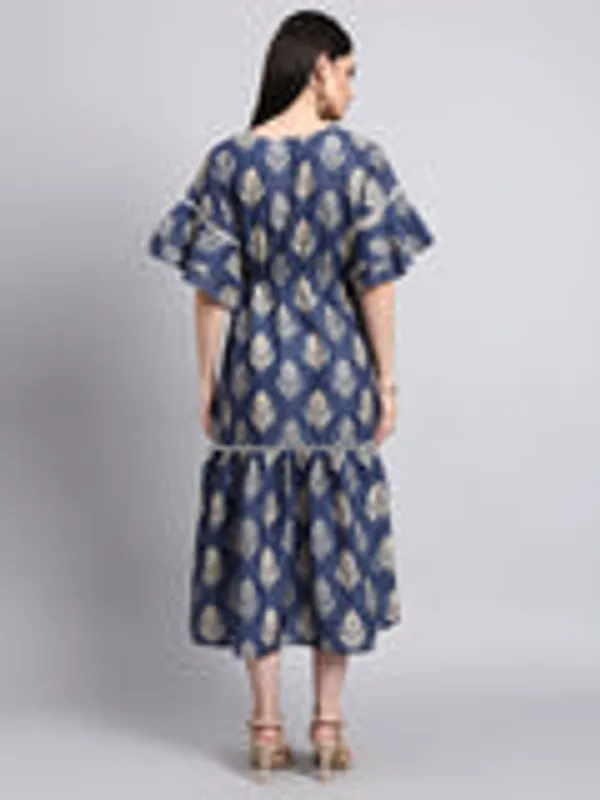 Indigo_Leaf_Print_Tiered_Midi_Dress