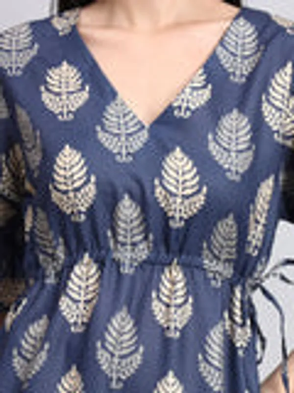 Indigo_Leaf_Print_Tiered_Midi_Dress