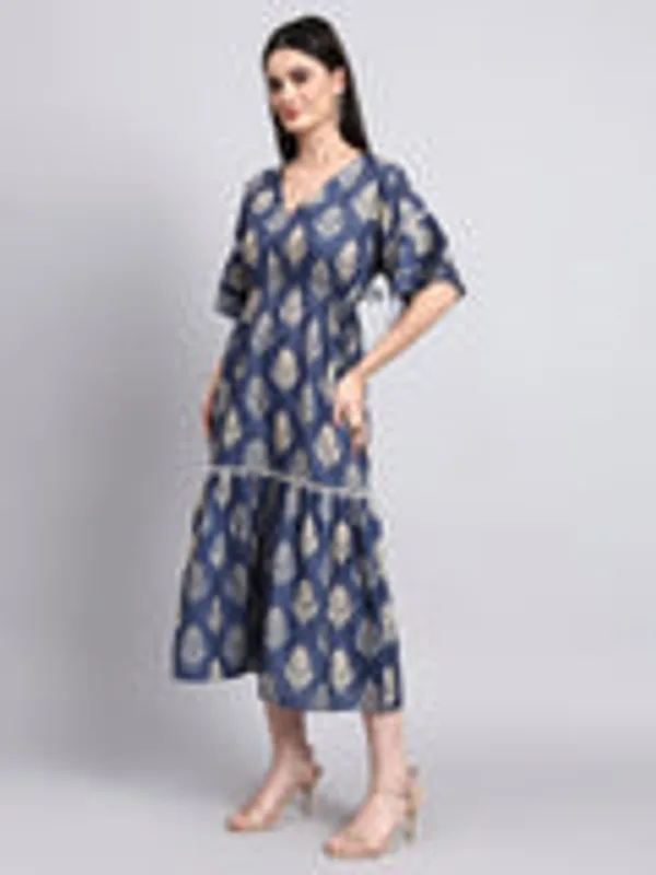 Indigo_Leaf_Print_Tiered_Midi_Dress