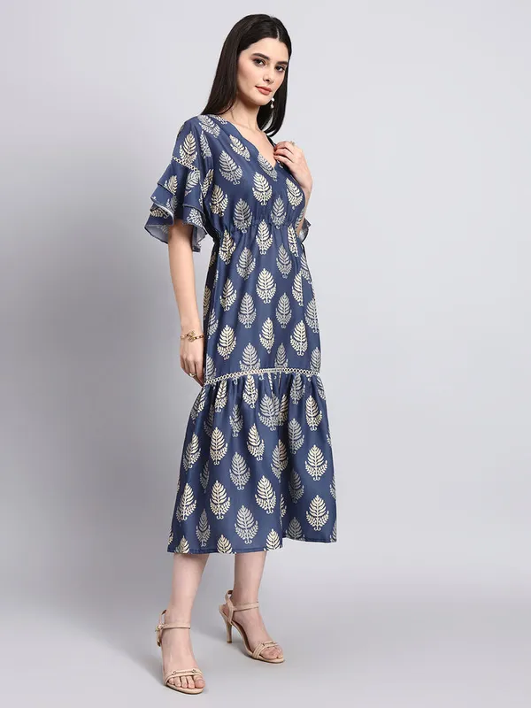 Indigo_Leaf_Print_Tiered_Midi_Dress
