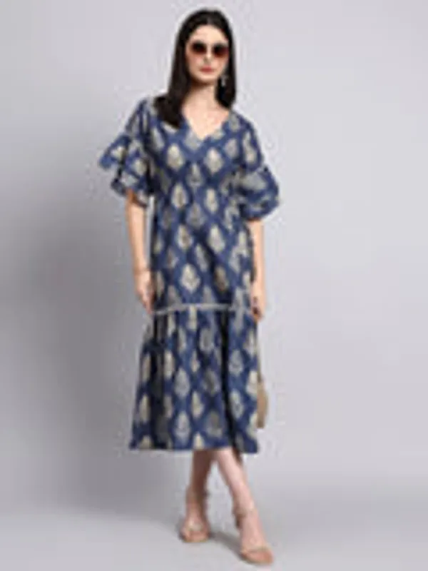 Indigo_Leaf_Print_Tiered_Midi_Dress