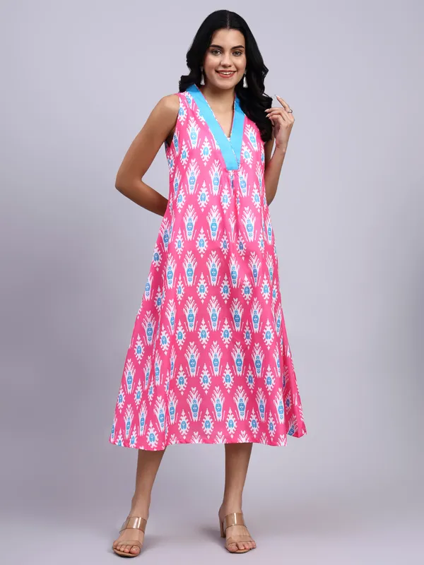 Noor_Pink_Ikat_Breeze_Midi_Dress