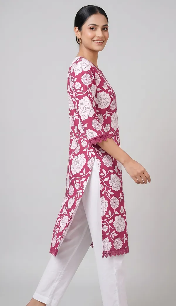 Pink_Cotton_Blend_Floral_Print_Embroidered_Kurta_Set_For_Women