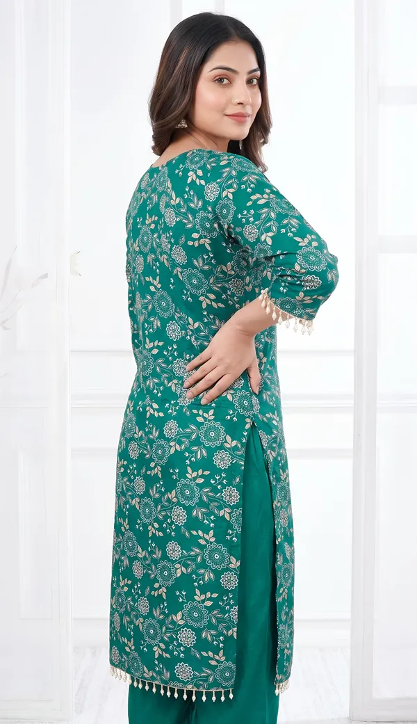 Green_Vatican_Silk_Blend_Floral_Print_Straight_Kurta_Set_For_Women