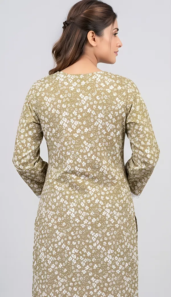 Olive_Green_Crepe_Floral_Print_Straight_Kurta_Set_For_Women