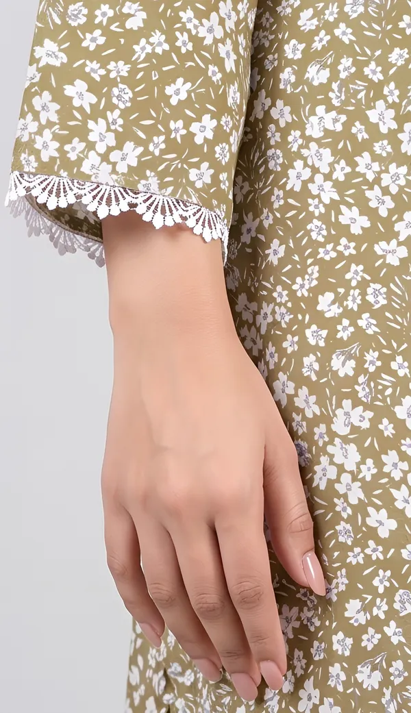 Olive_Green_Crepe_Floral_Print_Straight_Kurta_Set_For_Women