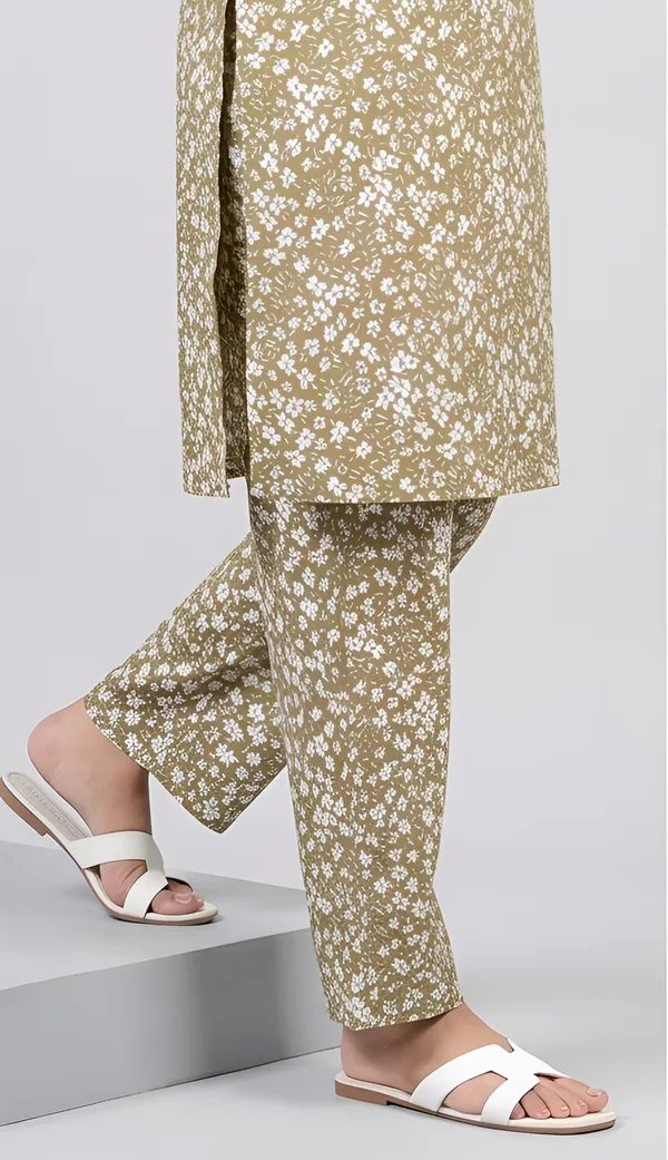 Olive_Green_Crepe_Floral_Print_Straight_Kurta_Set_For_Women